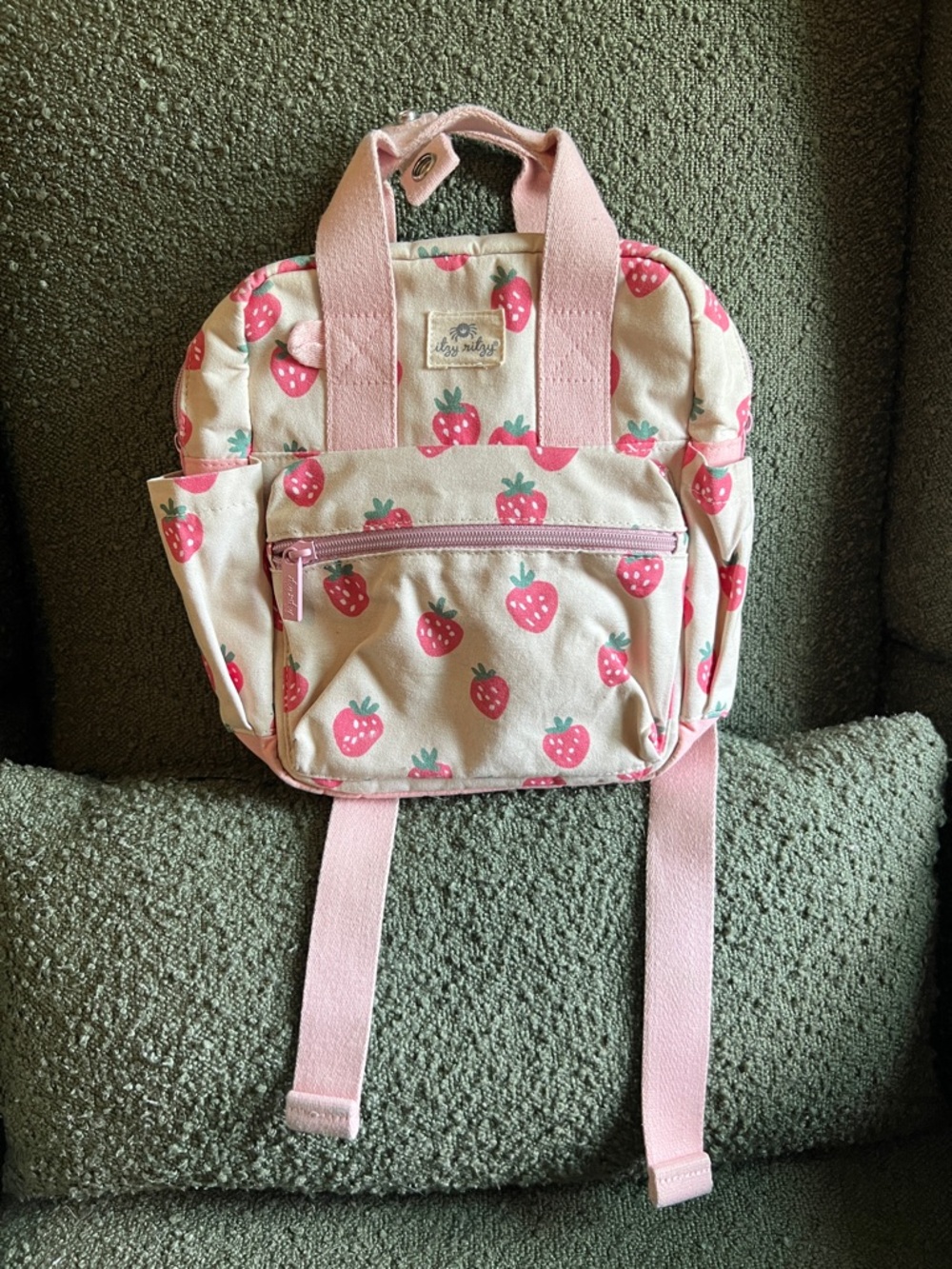 Itzy Ritzy Pink Strawberry Print Kids Backpack